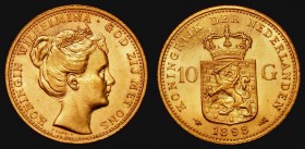 Netherlands 10 Gulden Gold 1898 KM#124 the obverse EF with minor contact marks, the reverse About UNC and lustrous and with much eye appeal

Estimat...