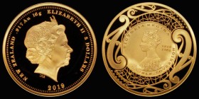 New Zealand Double Sovereign 2019 200th Anniversary of the Birth of Queen Victoria, Reverse: Gothic Head of the Queen, Gold Proof FDC, uncased in caps...