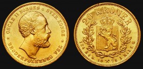 Norway 20 Kroner Gold 1878 KM#355 GEF and lustrous with some contact marks and a small metal flaw on the rim at 11 o'clock on the reverse

Estimate:...