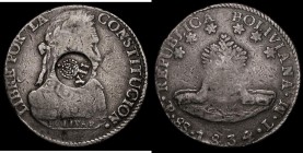 Philippines 8 Reales Isabell II with crowned Y.II countermark on Bolivia 8 Soles 1834 PTS KM#987 countermark Fine, host coin VG or slightly better

...