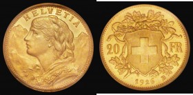 Switzerland 20 Francs Gold 1926B KM#35.1 in an ICG holder and graded MS64 

Estimate: GBP 350 - 450