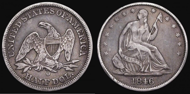 USA Half Dollar 1846 Breen 4791 Good Fine with some deeper scratches which cause...