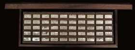 1000 Years of British Monarchy Sterling Silver Ingots a 50-piece set by John Pinches (1973), all ingots Proof nFDC to FDC in the long wooden box of is...