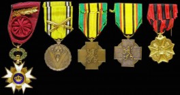 Belgium (5) Order of the Crown, boxed, Bravery Medal, and World War II Service medal, Fighter of the War medals (2) VF to EF

Estimate: GBP 30 - 60