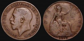 Penny 1919 showing a depression in the exergue to the left of the date where the KN may once have been VG and unusual

Estimate: GBP 10 - 20