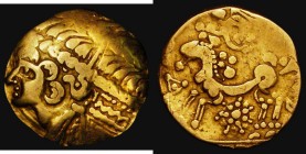 Celtic Gold Stater Gallo-Belgic Issues Imported Coinage, (circa.150BC) Large Flan of 23-24mm diameter, S.2 Obverse: Head left, Reverse: Horse left, 7....