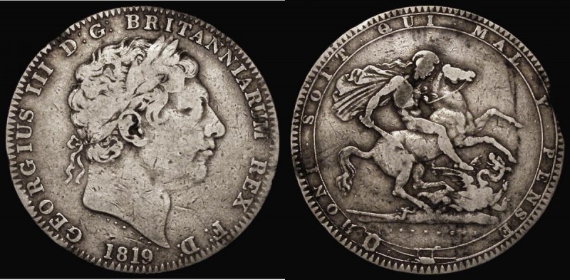 Crown 1819 LIX No Stops on edge ESC 215A VG the reverse better, unevenly toned
...