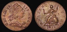 Farthing 1773 Obverse 1 Peck 911 EF possibly once lightly cleaned, now retoned

Estimate: GBP 20 - 40