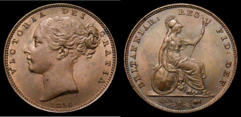 Farthing 1850 Peck 1571 a most attractive and crisply struck example, displays s...