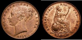 Farthing 1858 Large Date Peck 1586, A most eye-catching lustrous example, the obverse with around 40% lustre, the reverse with around 80% lustre, in a...
