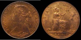 Farthing 1860 Beaded Border Freeman 496 dies 1+A, Lustrous and with reflective surfaces, sharply struck and with much eye appeal, in an LCGS holder an...