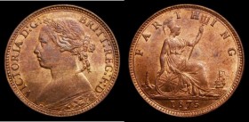 Farthing 1875H 4 Berries with RF.G for REG Freeman 532 dies 5+C, a sharp and attractive example displaying 50%/70% original lustre, in an LCGS holder ...