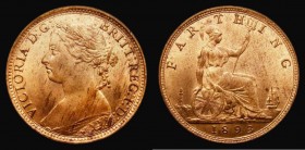 Farthing 1893 Wide (Normal) Date, as Freeman 568 dies 7+F, LCGS Variety 02, UNC and retaining around 85% mint lustre, in an LCGS holder and graded LCG...