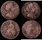Farthings (2) 1698 Date in Exergue Peck 663 Fair/VG on a porous flan, 1698 Date in legend Peck 679 Fair with some corrosion, both very rare

Estimat...