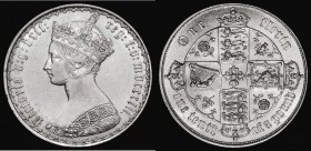 Florin 1857 ESC 814, Bull 2835, NEF the obverse once cleaned with some contact marks, the reverse lustrous

Estimate: GBP 50 - 100
