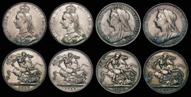 Crowns (4) 1889 ESC 299, Bull 2589, Davies 483, dies 1A About VF, lightly toned, 1889 ESC 299, Bull 2589, Davies 484, dies 1C, Good Fine, 1897 LX ESC ...