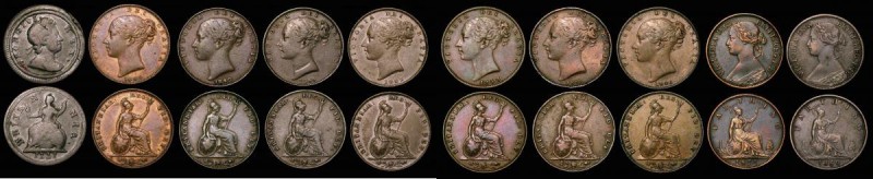 Farthings (10) 1721 Peck 822 VG. 1842 Peck 1562 Fine with some edge nicks, scarc...