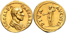 Galba 68 - 69
Römische Münzen, Römisches Kaiserreich. Aureus, Juli 68-Januar 69 n.Chr.. Av.: SER GALBA - CAESAR AVG, Büste mit Brustpanzer und Aegis v...