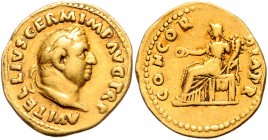 Vitellius 69
Römische Münzen, Römisches Kaiserreich. Aureus, April-Dezember 69 n. Chr.. Av.: A VITELLIVS GERM IMP AVG TR P, Kopf mit Lorbeerkranz n.r....