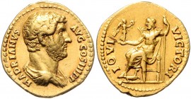 Hadrianus 117 - 138
Römische Münzen, Römisches Kaiserreich. Aureus, 136 n. Chr.. Av.: HADRIANVS - AVG COS III P P, Büste mit Paludamentum n.r. Rv.: IO...