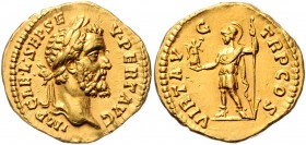Septimius Severus 193 - 211
Römische Münzen, Römisches Kaiserreich. Aureus, 193-194 n. Chr.. Av.: IMP CAE L SEP SE-V PERT AVG, Kopf mit Lorbeerkranz n...