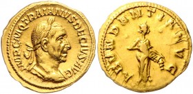 Traianus Decius 249 - 251
Römische Münzen, Römisches Kaiserreich. Aureus, 249-251 n. Chr.. Av.: IMP C M Q TRAIANVS DECIVS AVG, Büste mit Lorbeerkranz ...