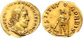 Valerianus I. 253 - 260
Römische Münzen, Römisches Kaiserreich. Aureus, 256 n. Chr.. Av.: IMP C P LIC VALERIANVS P F AVG, Büste mit Lorbeerkranz, Palu...