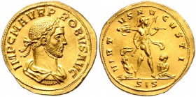Probus 276 - 282
Römische Münzen, Römisches Kaiserreich. Aureus, 277 n. Chr.. Av.: IMP C M AVR P-ROBVS AVG, Büste mit Lorbeerkranz, Paludamentum und B...