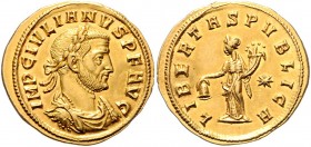 Iulianus II. von Pannonien 283 - 285
Römische Münzen, Römisches Kaiserreich. Aureus, 284-285 n. Chr.. Av.: IMP C IVLIANVS P F AVG, Büste mit Lorbeerkr...