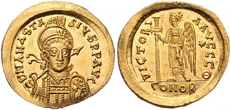 Anastasius 491 - 518
Byzantinische Münzen, Byzanz. Solidus, 492-507 n. Chr.. Av....