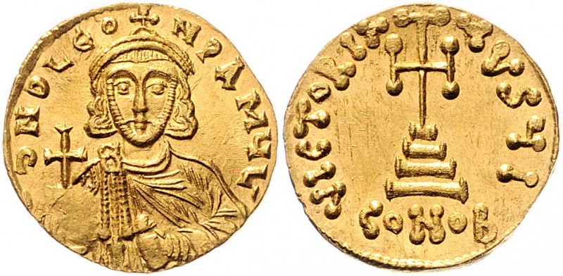 Leo III. 717 - 741
Byzantinische Münzen, Byzanz. Solidus, 717-720 n. Chr.. Av.: ...
