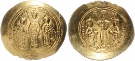 Romanus IV. Diogenes 1068 - 1071
Byzantinische Münzen, Byzanz. Histamenon Nomisma (Scyphat), 1068-1071 n. Chr.. Av.: Michael VII. mit Labarum und Akak...