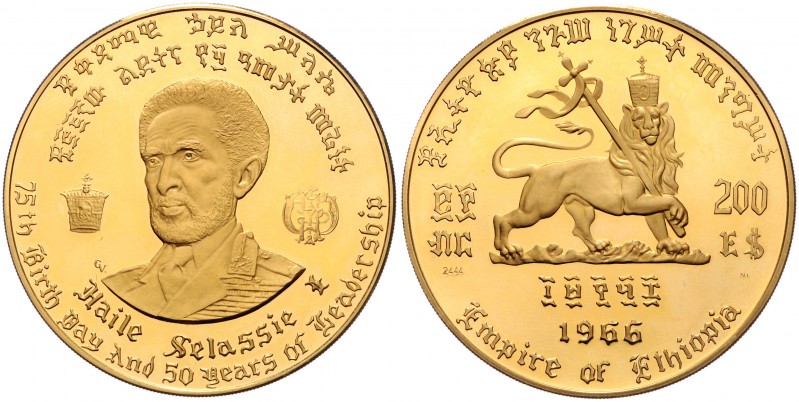 Haile Selassie 1930 - 1974
Äthiopien. 200 Dollars o.J. 1958 E E (= 1966). auf da...
