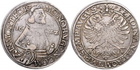 Hugo IV. 1621-1662
Münzen Altdeutschland, Montfort - Grafschaft. Taler, 1622. Hüftbild im Harnisch mit Wappen und Schwertknauf nach rechts zwischen de...