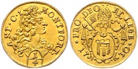 Anton III. 1693 - 1733 (der Jüngere
Münzen Altdeutschland, Montfort - Grafschaft. 1/4 Dukat, 1730. Brustbild nach rechts, darunter Wertzahl / Behelmte...