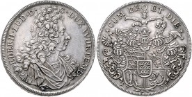 Eberhard Ludwig 1693 - 1733
Münzen Altdeutschland, Württemberg. Taler, 1707. Nürnberg
29,23g
KR 43, Ebner 128, Dav. 2849, Forster 919.
Stempel von P.H...