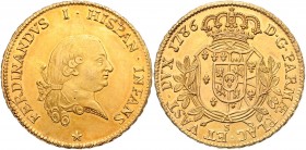 Ferdinando I. di Borbone-Parma 1765 - 1802
Italien, Parma. 8 Doppie, 1786. FERDINANDVS I • HISPAN • INFANS Büste r., am Armabschnitt die Signatur SILI...