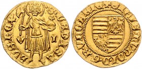 Sigismund 1387 - 1437
Ungarn. Goldgulden, o.J.. Kammergraf Jacobus Ventur
Buda
3,54g
Pohl D 1 - 11 (Wertzahl 7)
vz