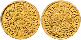 Wladislaus II. 1458 - 1490
Ungarn. Goldgulden, o.J.. Nagybanya
3,48g
Pohl .---, Lengyel 84
vz
