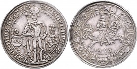Erzherzog Sigismund von Tirol 1439 - 1496
Guldiner, 1486. Stempelschneider Wenzel Kröndl. Av. SIGISMVNDVS – ARChIDVX. AVSTRIA. Der stehende, geharnisc...