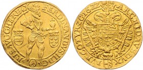 Ferdinand II. als Kaiser 1619 - 1637
2 Dukaten, 1622. Stehender Kaiser nach rechts / Doppeladler. Mm. Matthias Fellner
Wien
6,88g
MzA. Seite 114 (fehl...