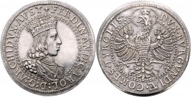 Erzherzog Ferdinand Karl 1646 - 1662
2 Taler, o.J.. Geharnischtes Brustbild mit Löwenkopfschulter nach rechts // Gekrönter, links blickender Adler, de...