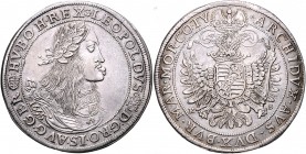 Leopold I. 1657 - 1705
Taler, 1665 (61) K-B. Belorbeertes Brustbild im Harnisch nach rechts / Gekrönter Reichsadler mit gekröntem Wappen.
Kremnitz
28,...