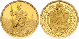 Franz Joseph I. 1848 - 1916
Goldmedaille, 1883. desgleichen mit verkleinertem Stempel
Wien
5,86g
Frühwald 1912 c
stgl