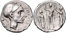 Cn. Cornelius Blasio
Römische Münzen, Römische Republik. Denarius, 112/111 v. Chr.. Av.: Kopf des Mars mit korinthischem Helm n.r., dahinter Schiffsbu...