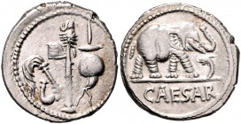 C. Iulius Caesar
Römische Münzen, Römische Republik. Denarius, 49 v. Chr.. Av.: CAESAR, Elefant n.r., davor Schlange. Rv.: Simpulum, Aspergillum, Secu...