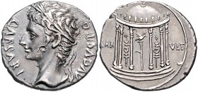 Augustus 27 v. - 14 n. Chr.
Römische Münzen, Römisches Kaiserreich. Denarius, 18 v. Chr.. Av.: CAESARI - AVGVSTO, Kopf mit Lorbeerkranz n.l. Rv.: MAR ...