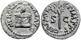 Nero 54 - 68
Römische Münzen, Römisches Kaiserreich. Quadrans, 64 n. Chr.. Av.: NERO CLA-V CAE AVG, Eule mit ausgebreiteten Schwingen v.v. auf Altar, ...