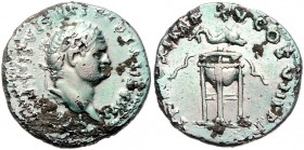 Titus 79 - 81
Römische Münzen, Römisches Kaiserreich. Denarius (subaerat, plated, fourrée), Januar-Juni 80 n. Chr.. Av.: Kopf mit Lorbeerkranz n.r. Rv...