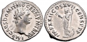 Domitianus 81 - 96
Römische Münzen, Römisches Kaiserreich. Denarius, September 95-September 96 n. Chr.. Av.: IMP CAES DOMIT AVG - GERM P M TR P XV, Ko...